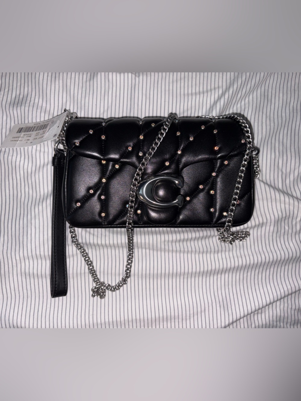 Coach Tabby Mini Crystal Rivet Quilted Leather Crossbody Wristlet - Picture 5 of 10